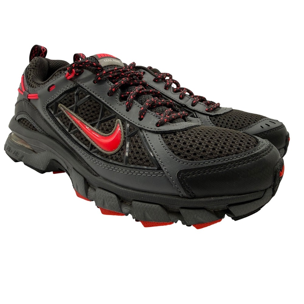 Nike Air Trail Ridge Women's 9 Black Red Running Shoes 415446-003 EUC